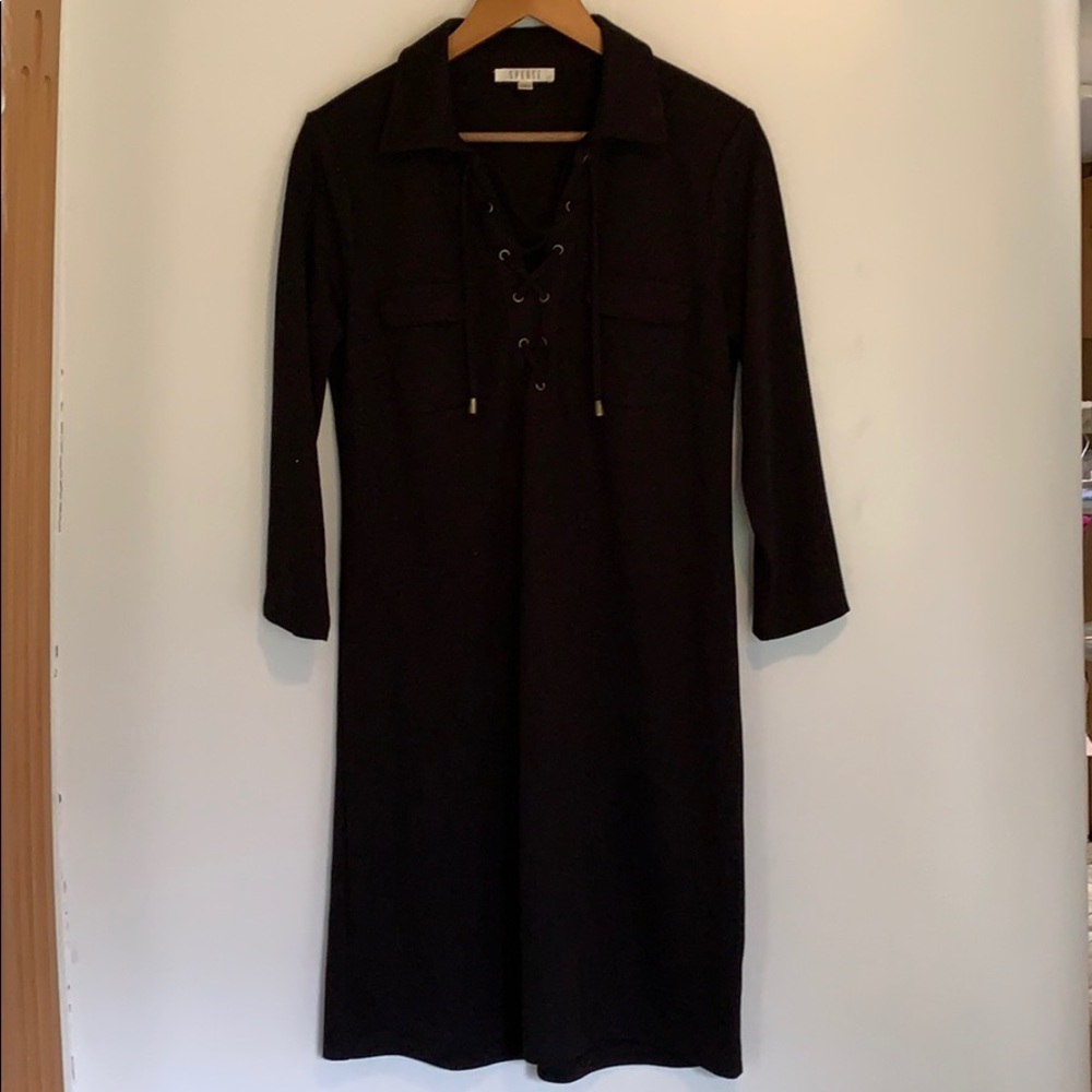 Three quarter sleeves black dress